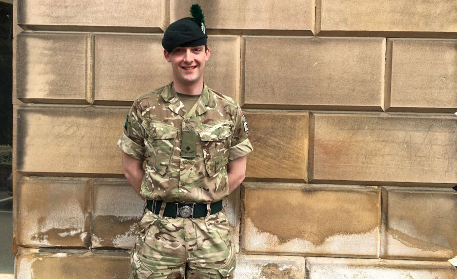 Army officer outside County Hall in Matlock