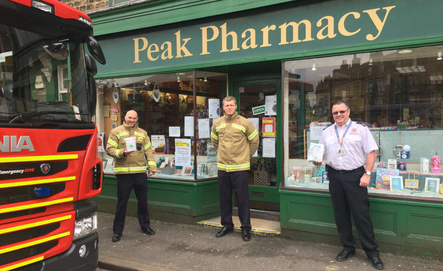 Fire crew outside Peak Pharmacy